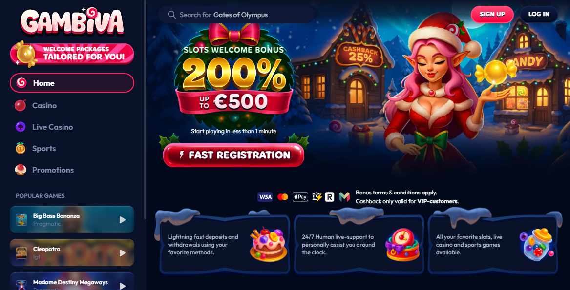 Gambiva Casino Desktop screenshot